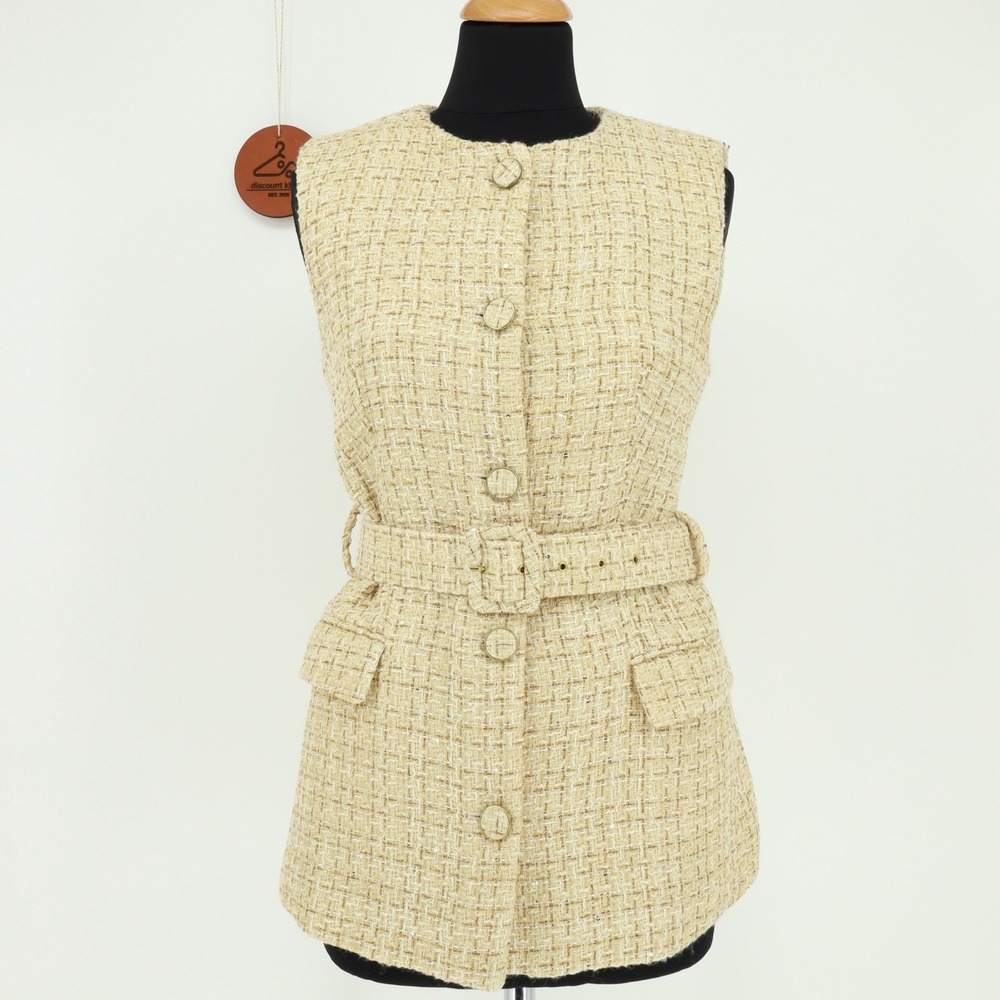 Zara  Sleeveless Wool Blend Textured Belted Waistcoat Vest Blogger Fav‎ XS NWOT